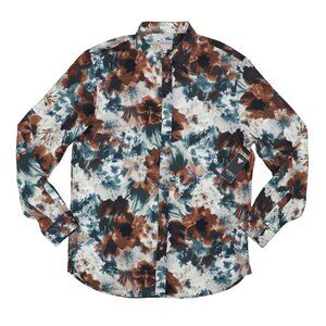Guess Collins Watercolor Botanical Long Sleeve Button Down Men's Shirt L NWT